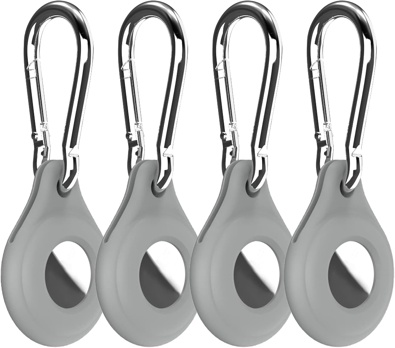 WENHOU 4-Pack and 2-Pack Keychain Protective Holder Case Compatible with AirTag, Soft Silicone Anti-Scratch Lightweight Skin Cover for AirTags Finder Keychain Accessories 2021 (Grey)
