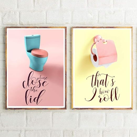HYFBH Lustige Badezimmer Kunst Bunte Drucke Kinder Toilette Regeln