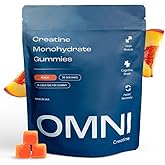 Creatine Monohydrate Gummies - Supports Muscle Growth, Recovery & Brain Function - Convenient & Easy to Take - Great Tasting Peach Flavor - 1g per Gummy, Low Sugar - 90 Count (Peach)
