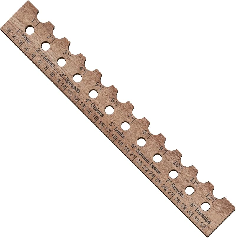 PEUTIER 13" Wooden Seed Spacing Ruler for Accurate Planting Depth