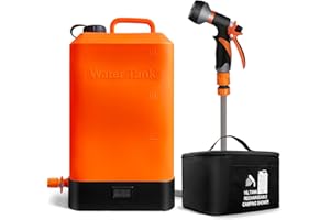 AZXJC 4.5 gallon/16L Silicone Water Tank,Portable Outdoor Shower,Electric Shower,8 Types of Multifunctional Shower Heads,Using Solar Heating Temperature Display,Suitable for Camping,Beach,and Hiking