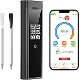 Smart Wireless Meat Thermometer Digital, 2 Probes, Advanced Bluetooth Food Thermometer for Cooking, IP67, Real-Time Monitoring & Smart Alerts with APP for BBQ, Grill, Oven, Smoker, Kitchen Gifts