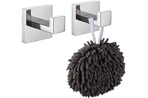 KOKOSIRI Bath Towel Hook Wall Mount Square Robe Hook Coat Hook, Bathroom Kitchen Garage Heavy Duty Wall Mounted, SUS 304 Stai