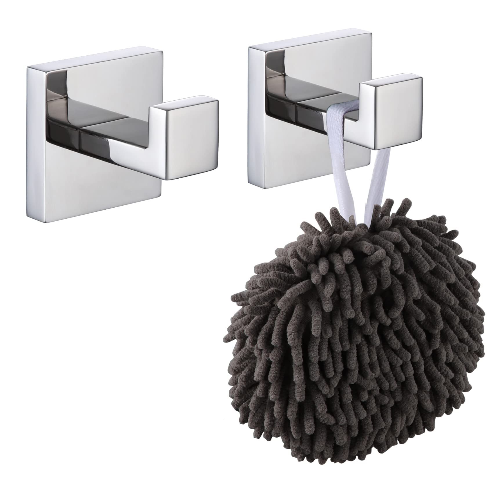 KOKOSIRI Bathroom Towel Hook Coat Hooks for Wall Coat Hook Bath Towel Robe Hook Stainless Steel Garage Heavy Duty Wall Mounted, Polished Chrome, B1010CH-P2