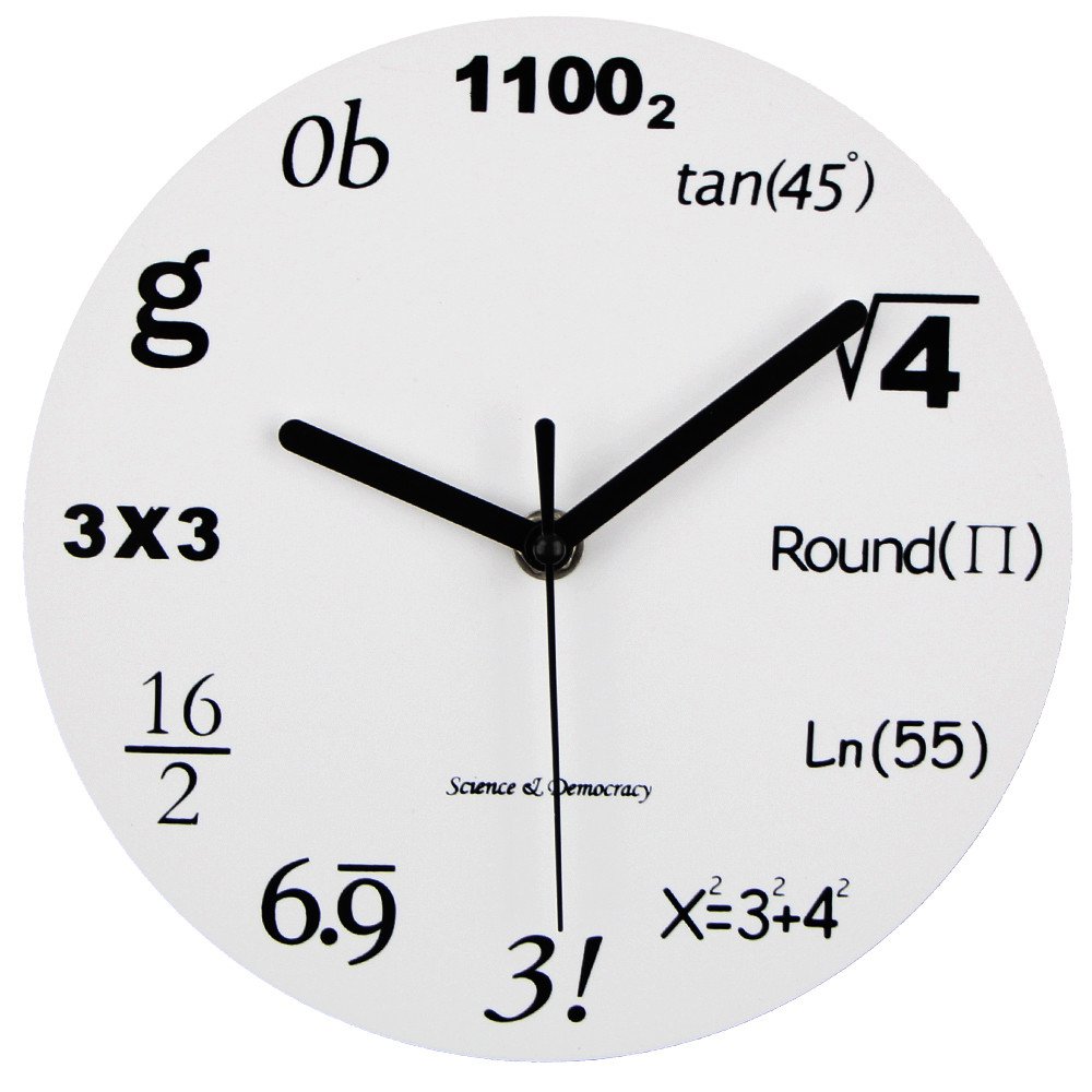 Timelike Math Clock, Unique Wall Clock Modern Design Novelty Maths Equation Clock - Each Hour Marked By a Simple Math Equation (12"(30CM))