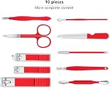 Keiby Citom Manicure Set 10pcs Stainless Steel Nail Clippers Kit Red Portable view 2