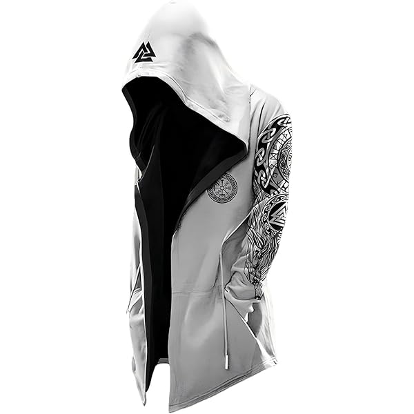 Veste Viking Homme - Polaire à Capuche, Imprimé Mythologie Nordique - Style Streetwear