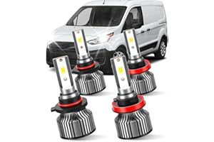 ROADSUN LED Front Light Bulbs Combo Compatible with Ford Transit 150 250 350 (2014-2023),400% Brightness 6500K Built-in FAN 22000LM, Plug and Play (9005 High Beam and H11 Low Beam)