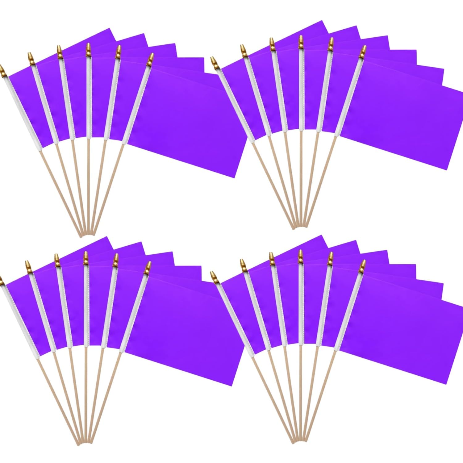 Wooden Sticks - 20 Packs Small Flags Purple Hand-hold Mini Flag Solid DIY Graffiti Banner Referee Flag Party Parade Celebration Sports Kindergarten School Events Festival