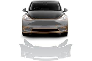 FDAIUN Gloss Clear Car Paint Protective Film for Tesla Model Y 2020-2023 Self Adhesive TPU Rainproof Waterproof HD Film Scratch Protector Exterior Accessories (Car Front Bar&Headlights 6Pcs)