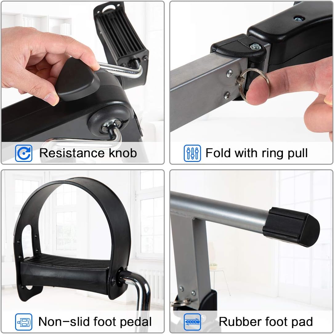 TABEKE Pedal Exerciser, Sitting Pedal Exerciser for Arm/Leg Workout, Portable Bike Pedal Exerciser with LCD Display: Health & Personal Care