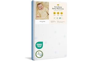 MAMAZING Mini Crib Mattress 38" L x 24" W, 2-Stage Breathable Mattress, Non-Toxic, Waterproof Sleep Surface, Machine-Washable Outer Cover for Easy Care, Fits Mini Size & Portable Crib