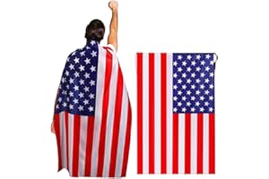 LKQBBSZ American Flag Cape Cloak Costume, 4th of July Independence Day Decoration, USA Patriotic Flag Cloak for Men Women