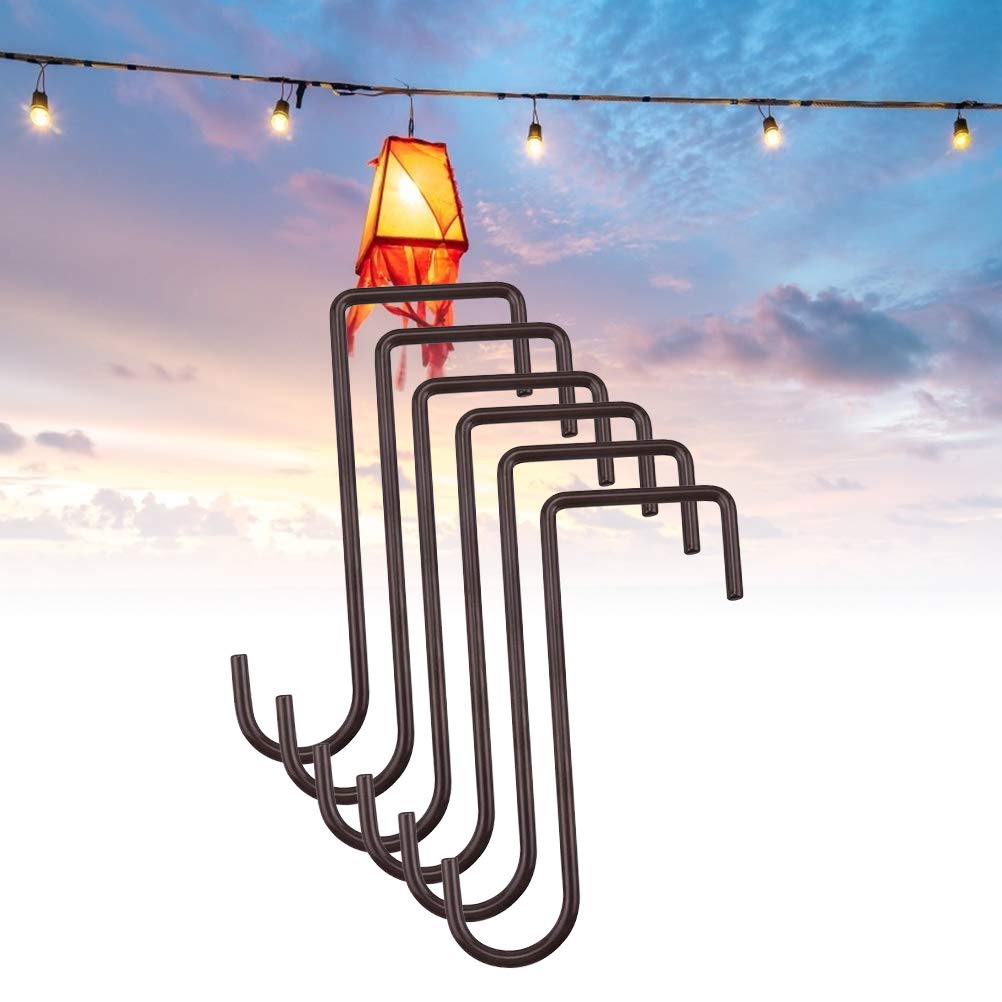 Yeeyf 6 Pcs 2 x 6 Inch Fence Hooks, Fence Planters Outdoor With Hooks, Fence Hooks for Lights, Patio Hooks Metal Hangers for Vinyl Fences Indoor and Outdoor Hanging Lights Plants Bird Feeder