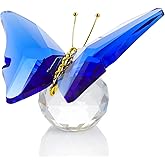 Movdyka Crystal Butterfly for Mom Women Metal Butterfly Room Decor Collection Figurine Blue Glass Butterfly Craft Desk Office Decorations Table Centerpieces