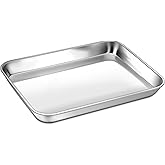 P&P CHEF 10.5 Inch Baking Cookie Sheet, Oven Pan Tray Stainless Steel Sheet Pan for Kitchen, Oven Bakeware for Multi Uses, Shiny Look & Dishwasher Safe, Healthy & Heavy Duty, 1Pc