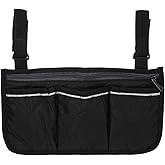 PATIKIL Beach Chair Armrest Bag, Waterproof Beach Chair Hanging Storage Pouch Arm Rest Magazine Snack Bag with 4 Pockets for Camping Outdoors