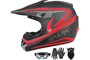 SANQING Youth Adult Dirt Bike ATV Helmet Motocross Anti-Collision Full Face Motorcycle DOT Approved BMX Downhill Off-Road Mountain Bike Helmet with SUV Goggles Gloves Face Shield