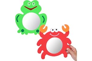 SEWACC 2pcs Kids Bath Mirror Toys Eva Foam Cartoon Frog and Crab Shapes Educational Bathtub Mirror for Toddlers Bath Time Fun