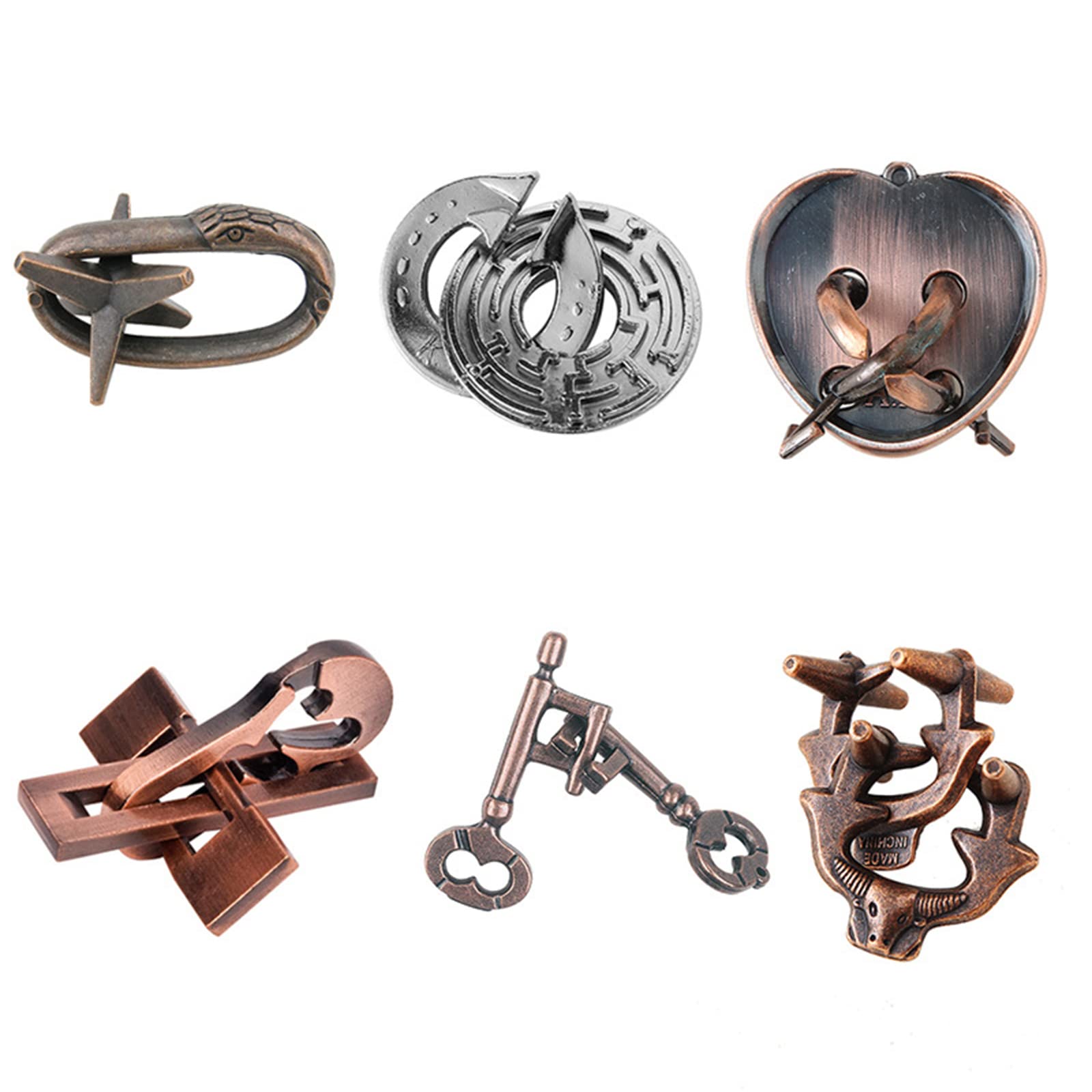 Holzsammlung 6pcs Brain Teaser Metal Puzzles, Mind Puzzles IQ Challenge Puzzle Games, IQ Test Toy Puzzle Gift Set for Adults Teens Men Women, Birthday Present Cracker Christmas Stocking Filler