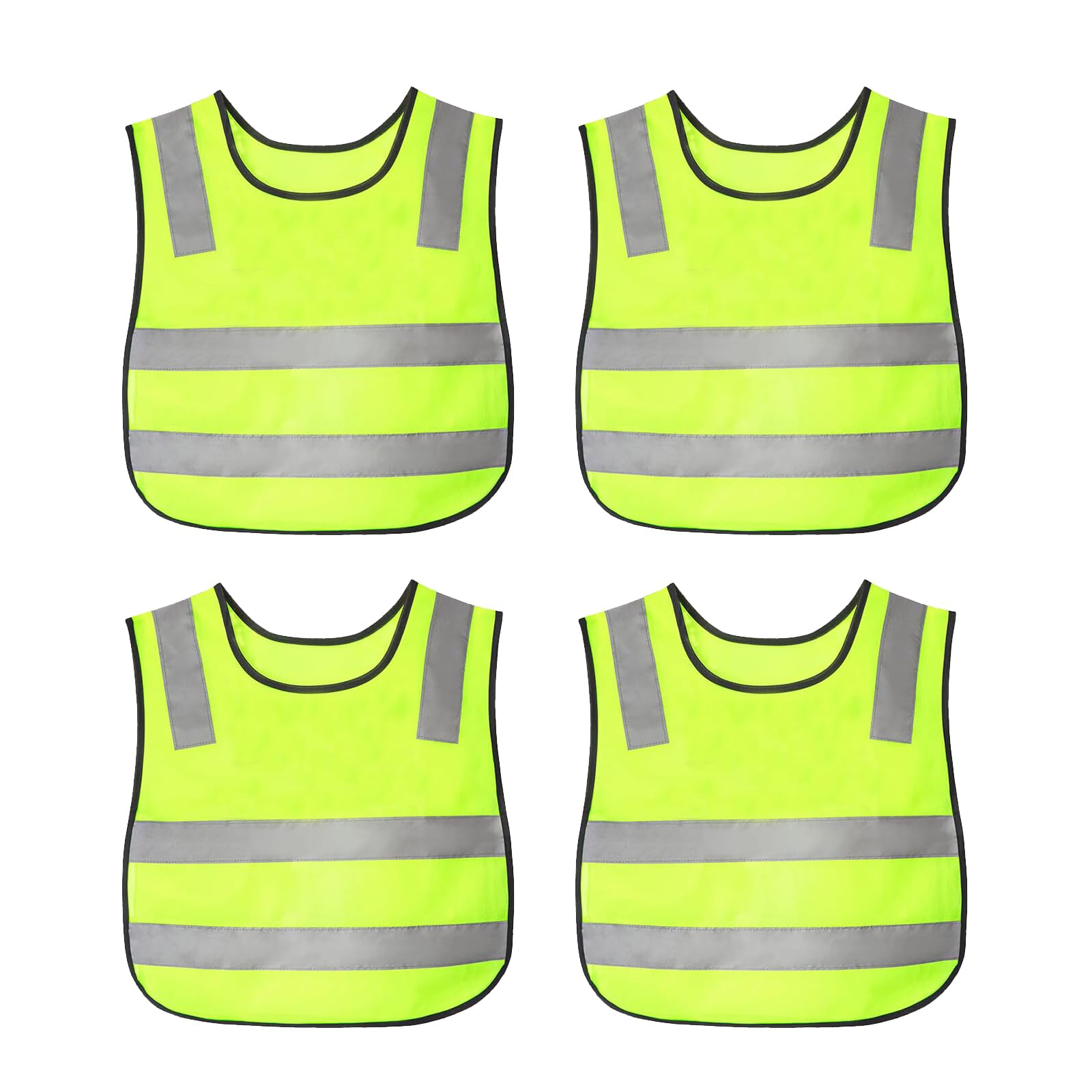 4 Pcs Hi Vis Vests for Kids, Yellow High Vis Jackets High Visibility Reflective Safety Vest for Kids Girls Boys Outdoor