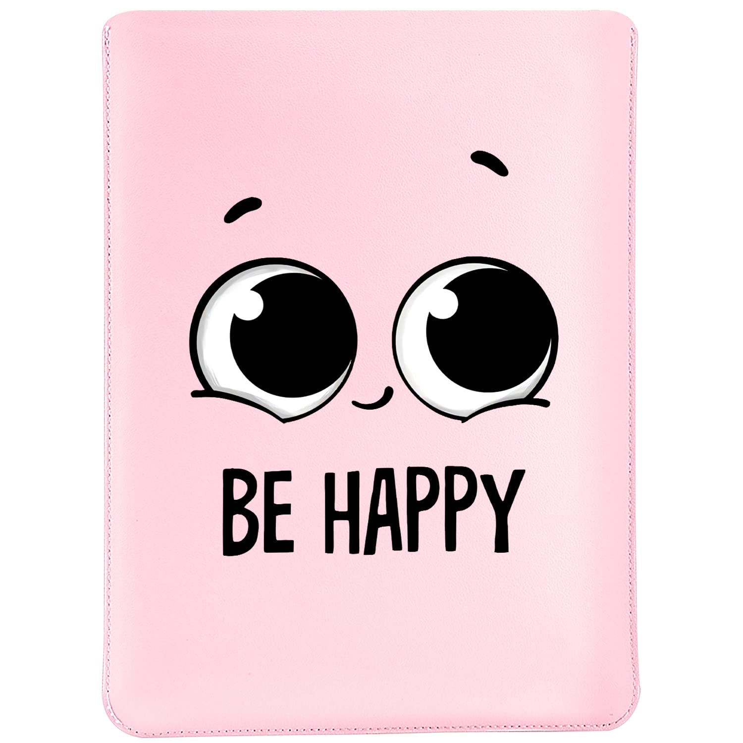 MAYCARI Cute Be Happy Painting Laptop Sleeve Bag 12-13 inch, Slim Light Weight Fuax Leather Protective Computer Cover Compatible with iPad 12.9" MacBook Pro 13"(2016-2020) MacBook Air 13"(2018-2020)
