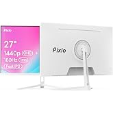 Pixio PX278 Wave White 27 inch 180Hz Refresh Rate Quad HD 1440p Resolution Fast IPS Panel 1ms GTG Response Time Built-in Speakers Gaming Monitor with AMD FreeSync