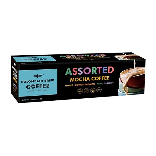 Colombian Brew Coffee Assorted Mocha Instant Coffee Box (Strong,Double