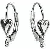 uGems Sterling 6 Silver Heart Leverback Findings Components USA Made 925 Open Loop Design Handcraft Supply Classic Style Jewelry Making Parts Bright Finish 3 Pairs Spring Closure SKU j-4172