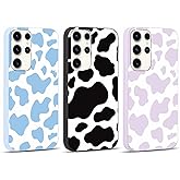 RUMDEY 3 Pack Cute Cow Print Phone Case for Samsung Galaxy S23 Ultra 5G 6.8", Aesthetic Design Matte Case Soft Slim Shockproof TPU Bumper Cover for Women Girls