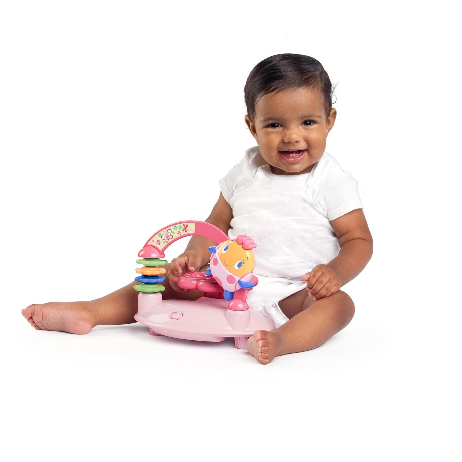 Bright Starts JuneBerry Walk-A-Bout Baby Walker and Entertainer, with Easy Fold Frame for Storage, Ages 6 Months +