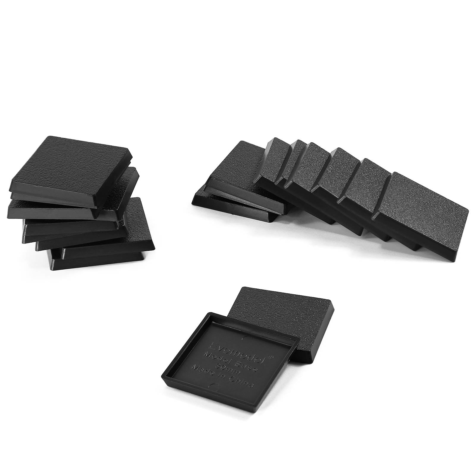 Evemodel Square Base Model Modelling Plastic Base for Figures or Miniatures for War Games Table Decoration (20pcs 30mm)