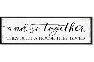 YPY And So Together They Built A House They Loved Sign, Rustic Farmhouse Wall Decor For Living Room, House Warming Gifts New Home, Master Guest Bedroom Decor for Couples, Decorative Wall Art Plaques 40x12