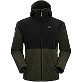KAILAS Men's Fleece Jacket Hooded Winter Jacket Full Zip Jacket Lightweight Polar Warm Coat Pockets Outdoor Jacket