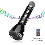 Keynice Bluetooth Wireless Speaker Handheld Microphone for Karaoke Singing compatible with Android Smartphone Apple iPhone Cellphones, Singing Anytime Anywhere - Black
