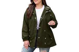 YRAETENM Rain Jacket Women Plus Size Waterproof Raincoat Lightweight Hooded Windbreaker Outdoor Travel Jackets with Pockets