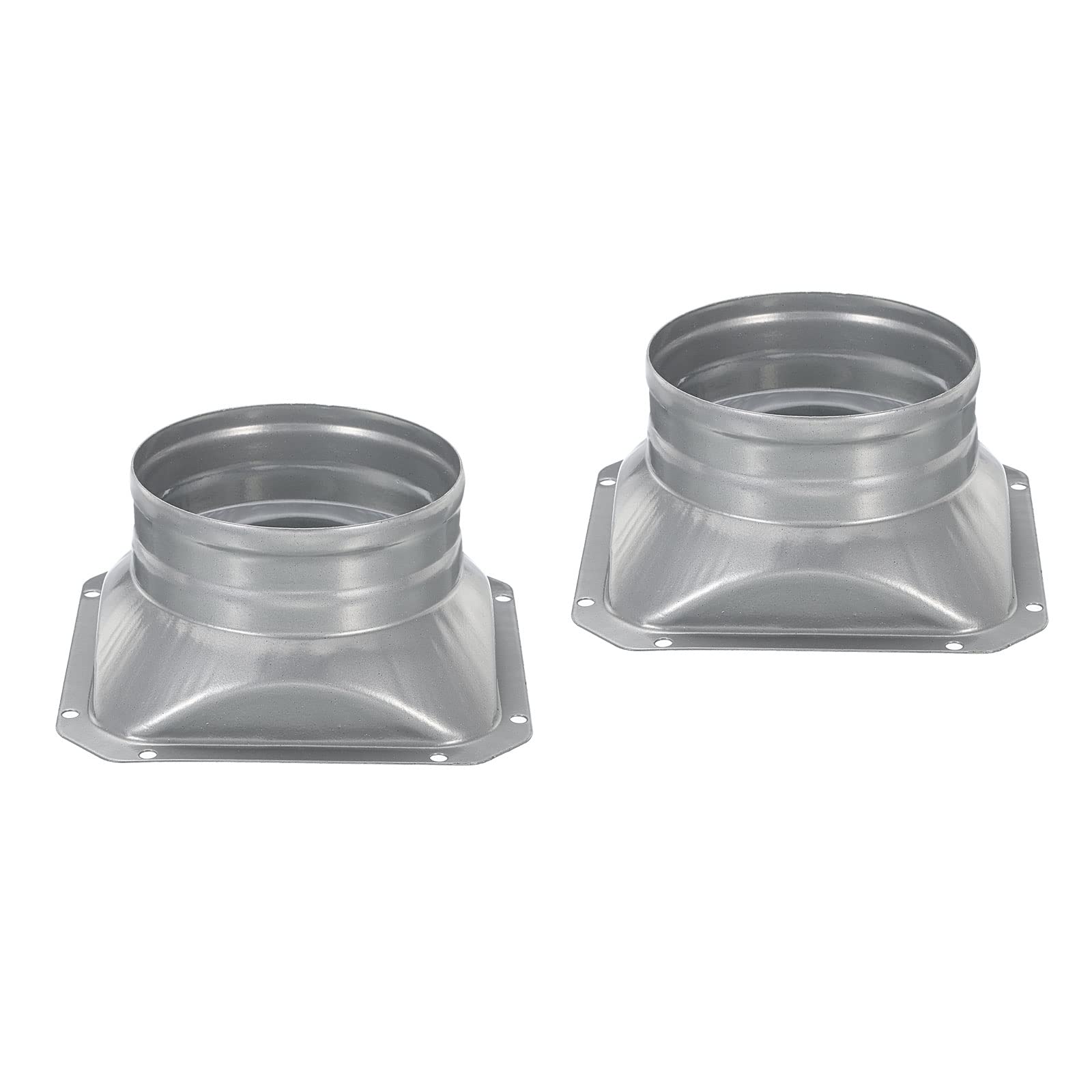 PATIKIL 4 Inch Duct Connector Flange, 2 Pack Metal Straight Pipe Flange Square to Round Interface Air Duct for Heating Cooling Ventilation HVAC System