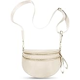 VELUQA Crossbody Bags Bum Bag For Women, Large Nylon Fanny Packs, Sling Bag, Belt Bag with Adjustable Strap, Beige
