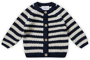 Stellou & friends 100% Cotton Chunky Ribbed Knitted Cardigan for Boys & Girls Ages 0-6 Years