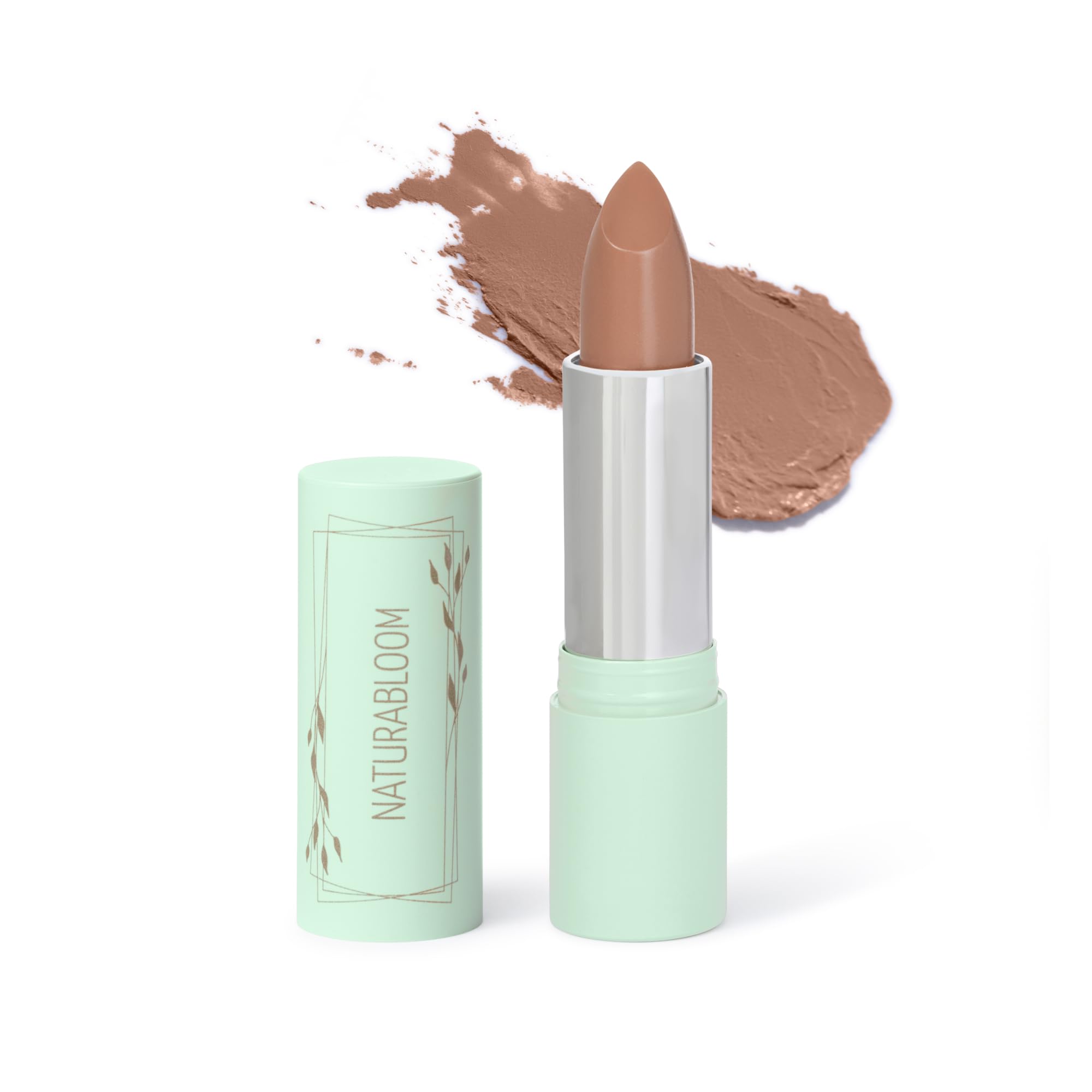 NATURABLOOM Hydrating Lipstick Long Lasting (Almond) - 90% Natural, Vegan Nude Lipstick, Highly-Pigmented Moisturising with Natural Oils, Vitamin E and D, Cream Finish Lip Color
