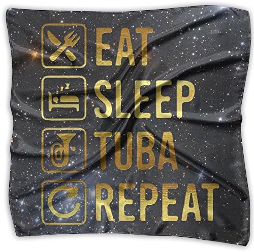 Eat Sleep Tuba Repeat Silk Scarf Women's Fashion Graphic Square Neckerchief S