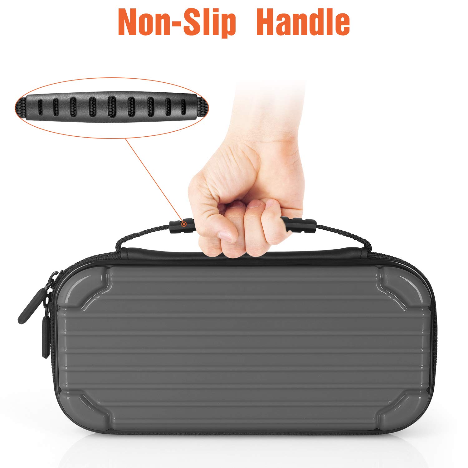 Carrying Case for Nintendo Switch Lite, Tempered Glass Screen Protector Soft Lining Hard Shell Travel Game Bag with 10 Game Card Slots for Switch Lite (Gray)