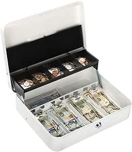 Caja metálica con cerradura de llave, caja de dinero con cierre ...