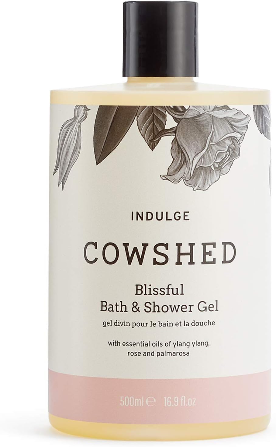 Cowshed Bath & Shower Gel 500ml | Indulge Blissful Body Wash for Women & Men | Natural Body Wash, No Parabens | Hydrating Vegan Shower Gel with Ylang Ylang, Rose, and Palmarosa