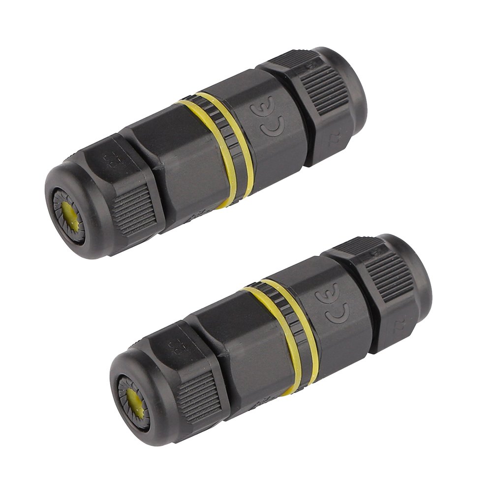 Waterproof Junction Box Outdoor Cable Connector - 2-Pack Chestele IP68 Connector External Sleeve Coupler Ø 5mm-12mm (Black, PA66)