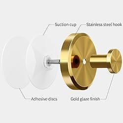 STWWO Shower Hooks for Inside Shower, Gold Suction