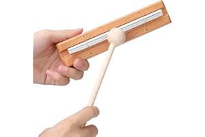 MUSFUNNY Energy Chimes Percussion Hand Bells: Solo Tone Chime Music Instrument with Mallet for Yoga Meditation Sound Healing Teachers' Classroom Tools