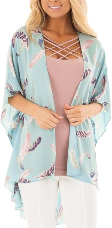 Makeupstore Ladies Cardigan Floral Print Beach Chiffon Loose Shawl