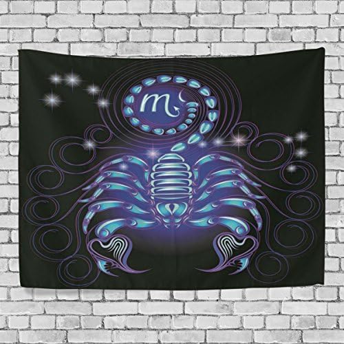 HWMR 12 Constellations Wall Decor Art Cartoon Scorpio Tapestry Wall Hanging Blue and Black Wall Collage Dorm Beach Bedroom Throw Tapestries 60x90 Inch