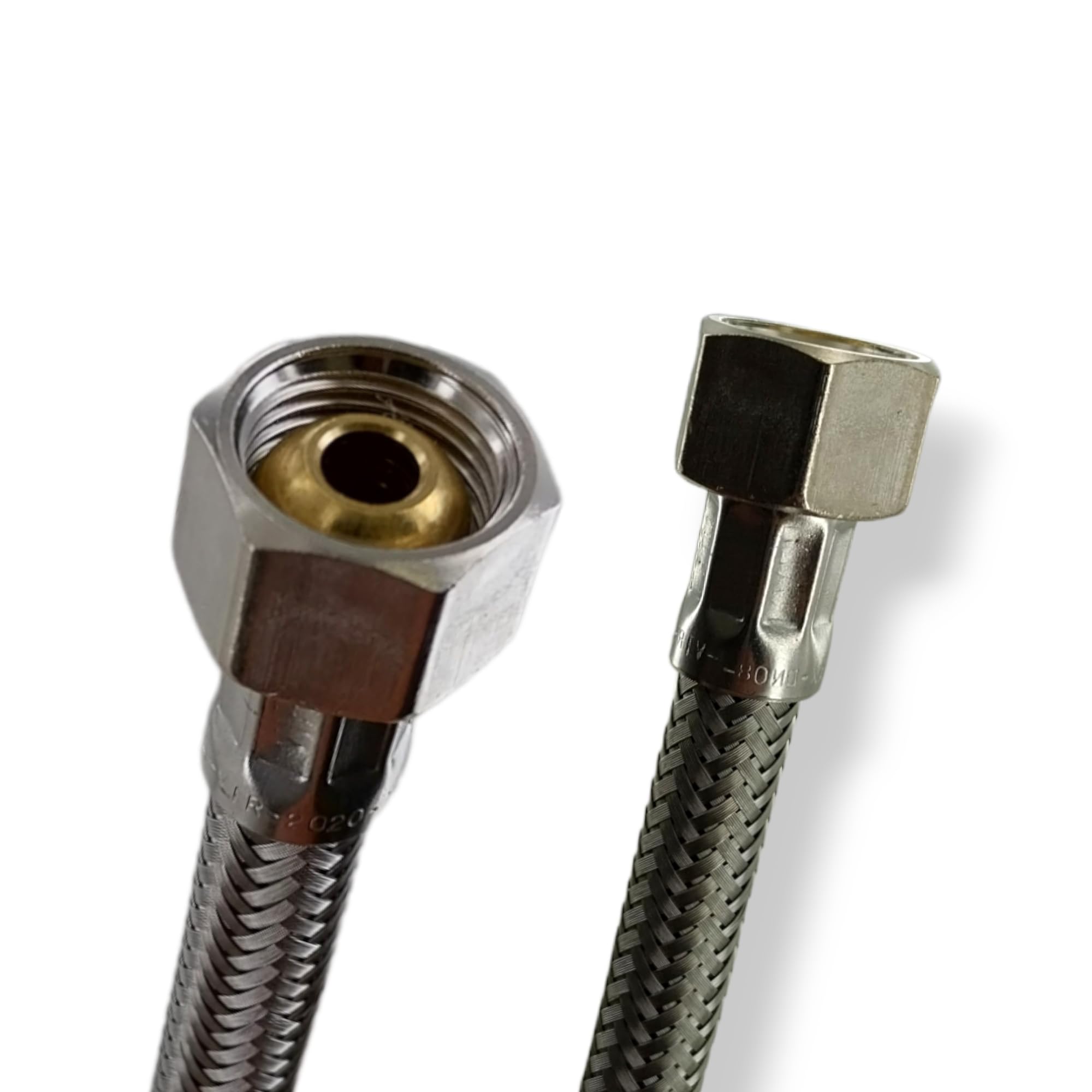 DL-pro 80 cm Reinforced Flexible Hose 3/8 x 3/8 Inch Female Thread / Female with Cone Seal According to KTW-A W270 Shower Hose with Stainless Steel Mesh for Tap Fitting